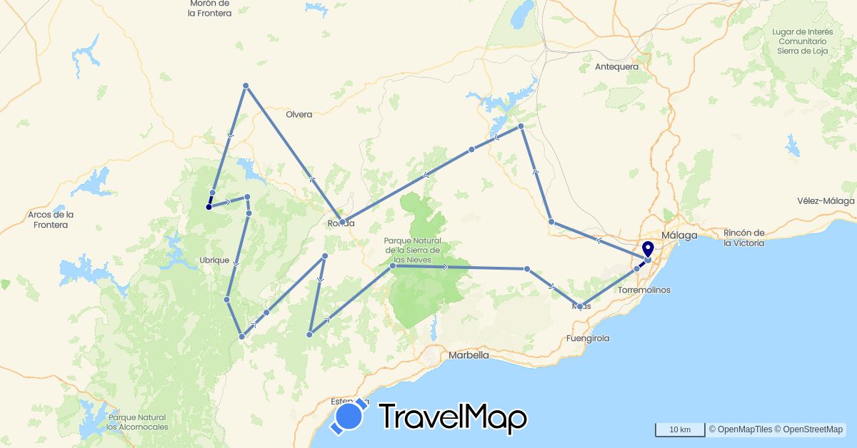 TravelMap itinerary: driving, cycling in Spain (Europe)
